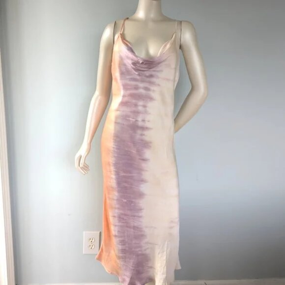 Young Fabulous & Broke Tie Dye Satin Slip Dress SZ M - Picture 2 of 6